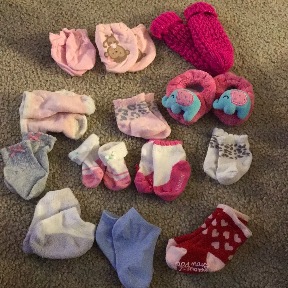 Lot of socks and mittens